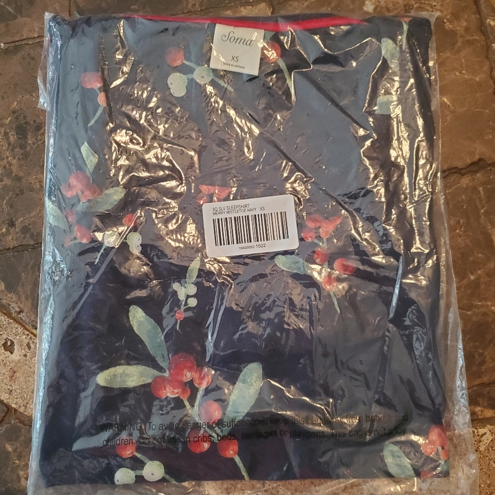 🚫SOLD🚫Soma Cool Nights 3/4 Sleeve Nightshirt Navy XS - Picture 2 of 2
